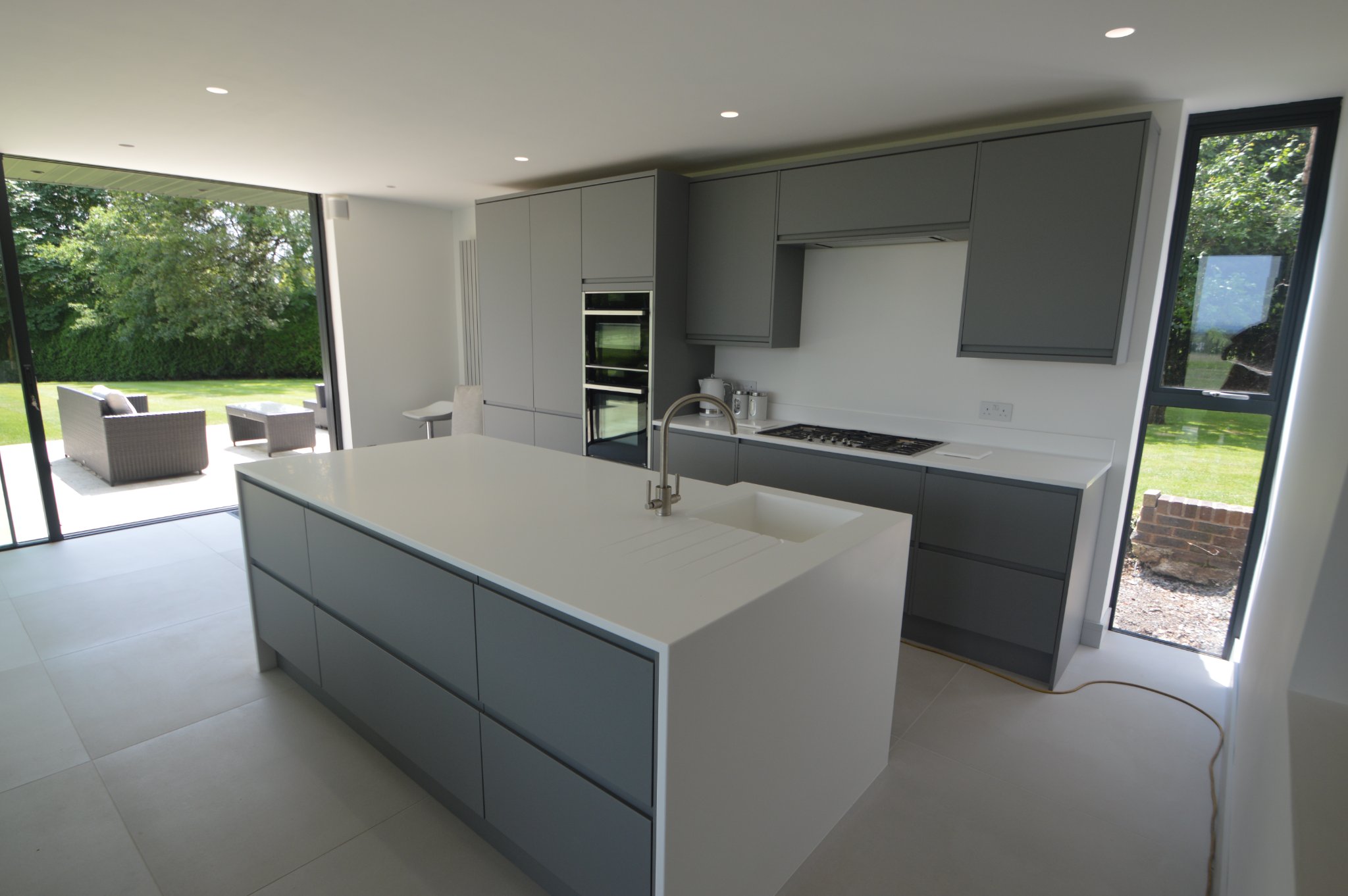 Plastered island in kitchen